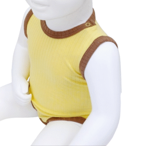 Body bébé sans manches en coton côtelé – Jaune et marron