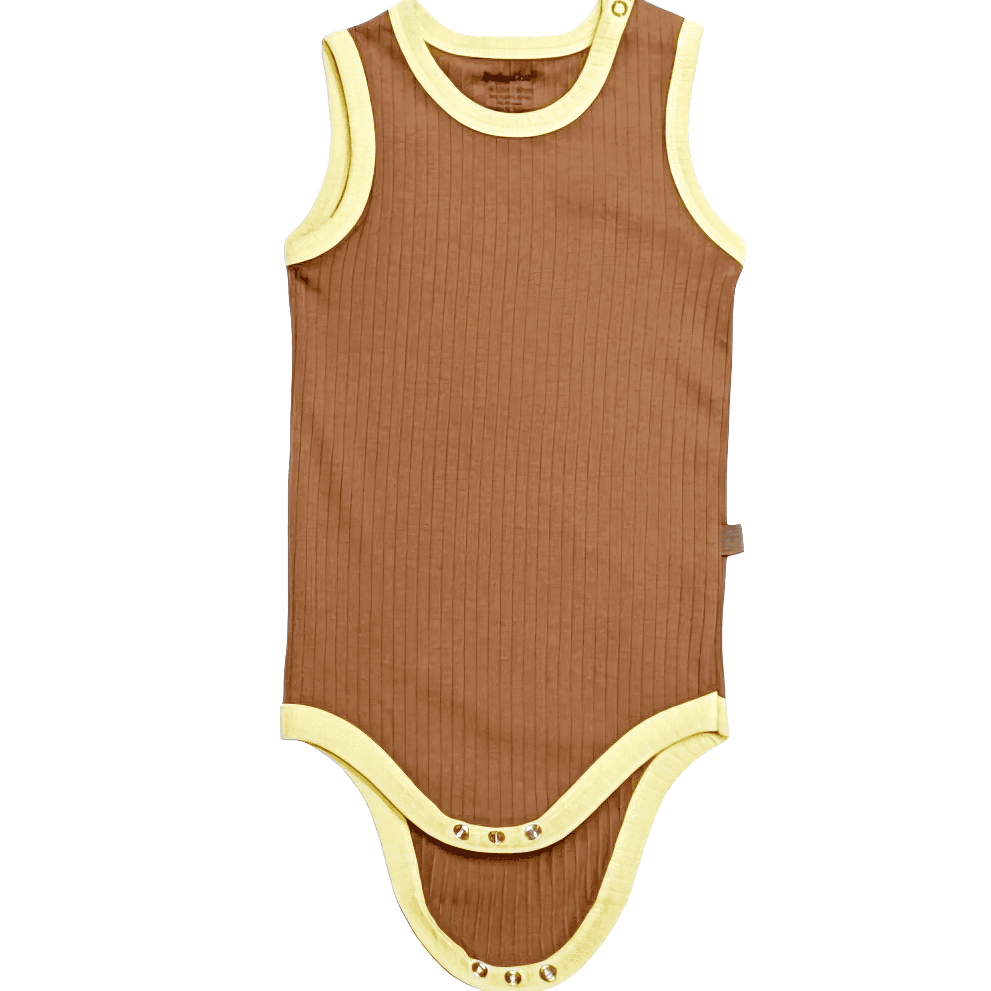 Body bébé sans manches en coton côtelé – Marron et jaune