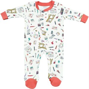 Pyjama bébé avec fermeture éclair pour bébé de 0 à 9 mois Peintures