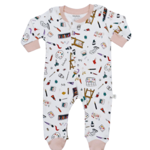 Pyjama Peintures avec fermeture éclair pour bébé de 0 à 9 mois