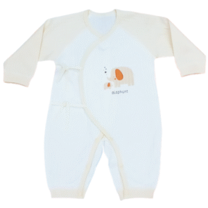 Pyjama bébé Éléphant Douillet en coton doux, parfait pour les peaux sensibles. Design mignon, manches longues, et couleurs apaisantes. Boutique en Belgique