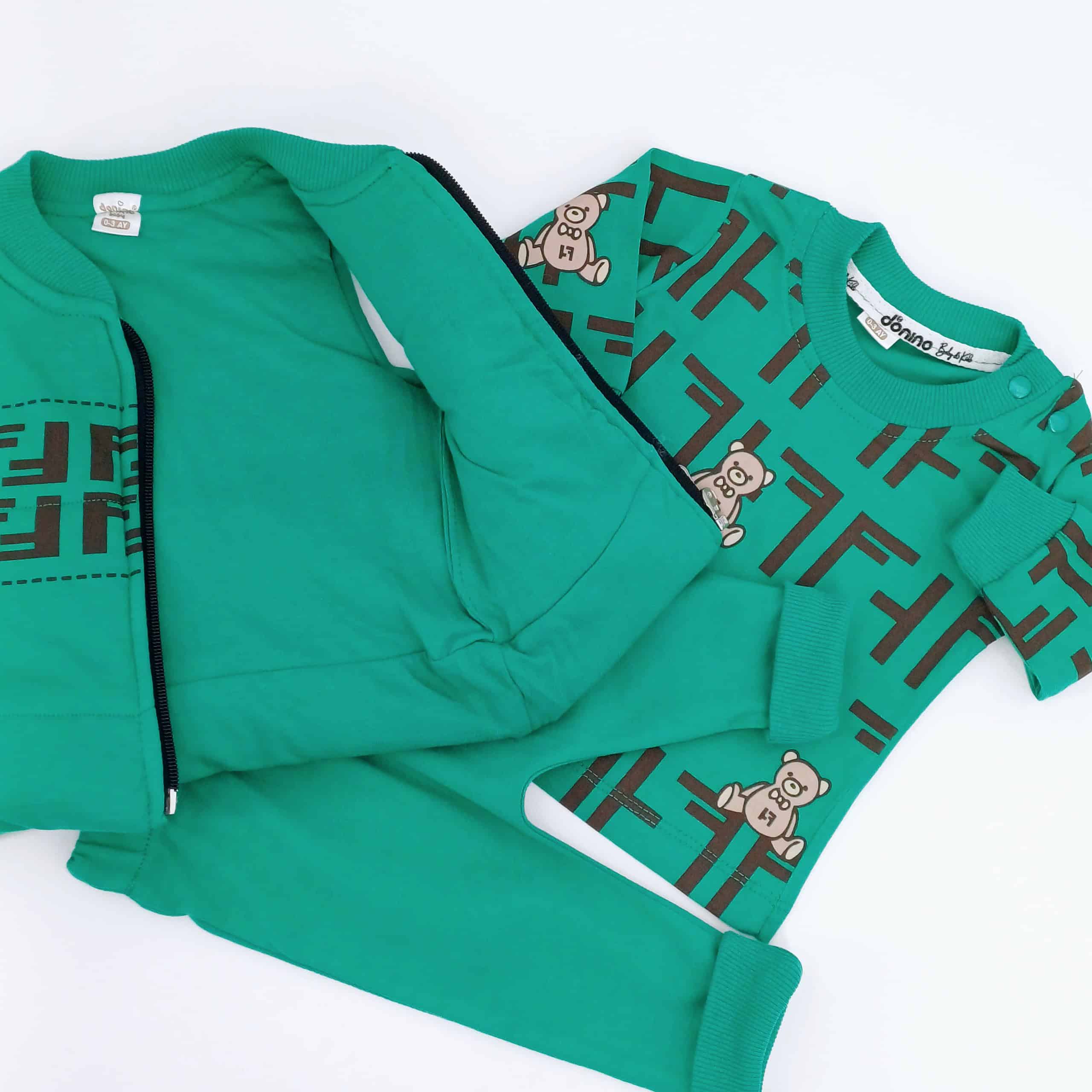 Ensemble Bébé en Coton avec Motif Ours - 3 Pièces (0-3, 3-6 et 6-9 mois) – Image 4