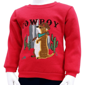 Ensemble sweat-shirt rouge et pantalon pour enfants - "Cowboy" (1,2,3 ans)