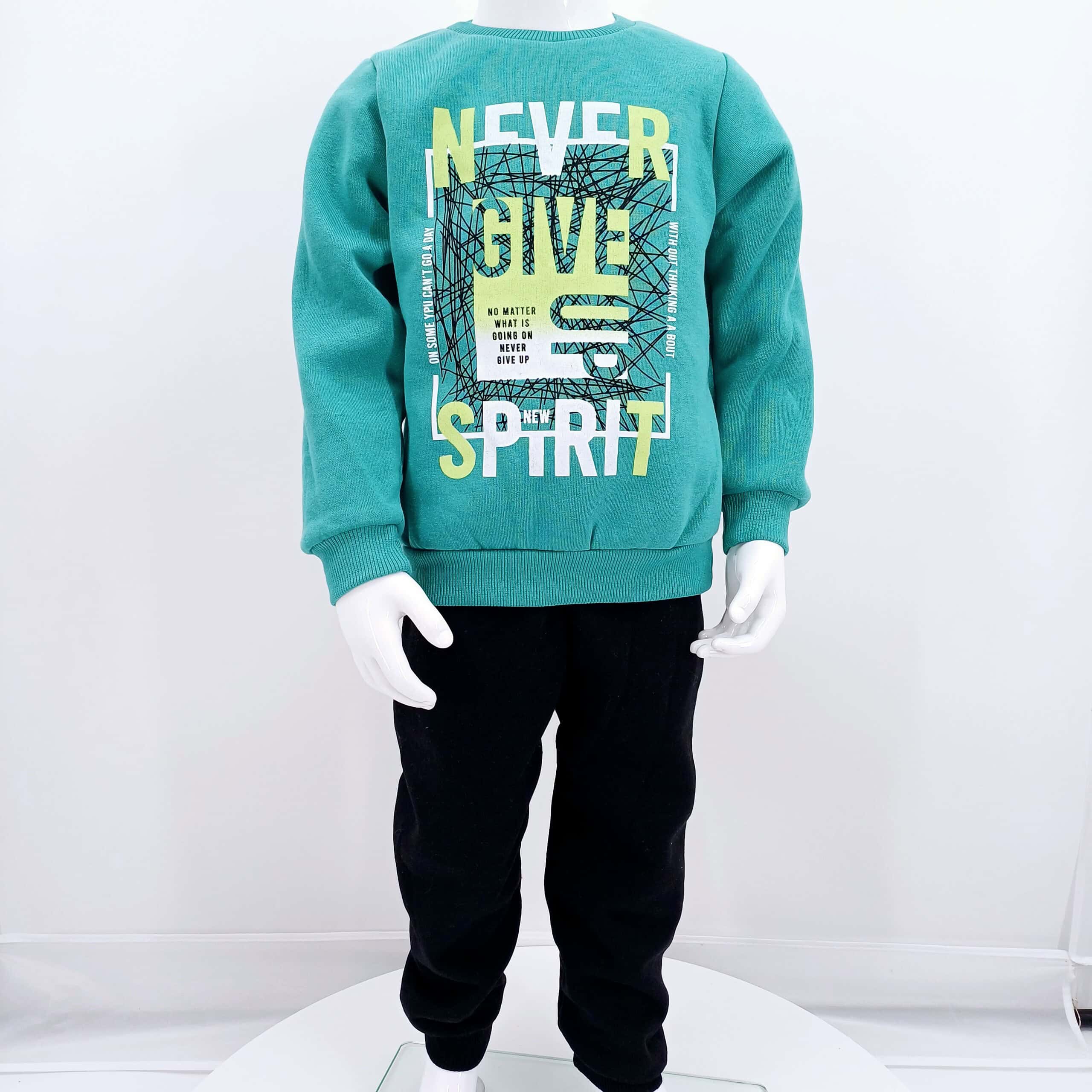 Ensemble pull « Never Give Up » et pantalon pour enfants - 5 à 8 ans, hiver – Image 2