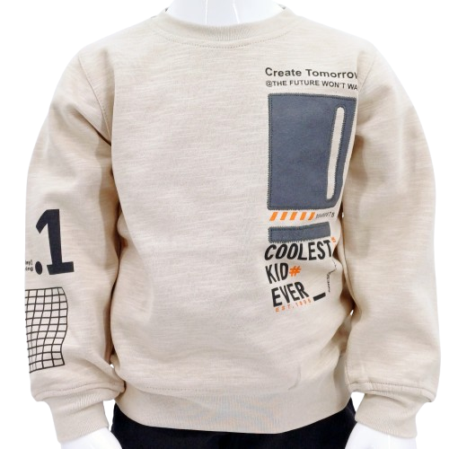 Sweat Garçon "Create Tomorrow" Beige (1, 2, 3, 4 ans) – Image 2