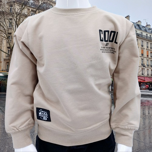 Sweat-shirt beige pour garçons - "Cool Boy" (1,2,3,4 ans) – Image 3