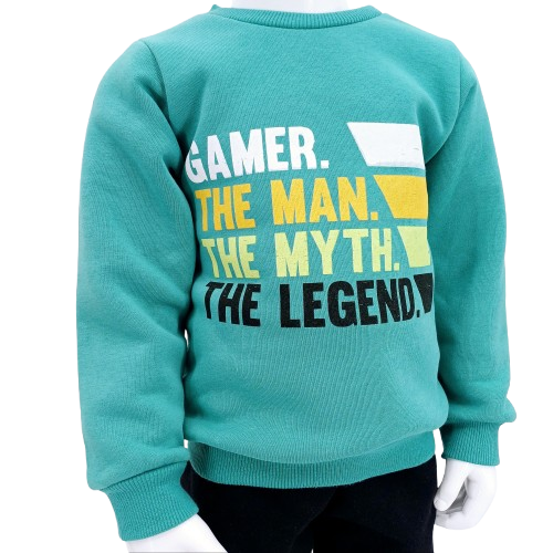 Ensemble hiver chaud et confortable pour garçons (5-8 ans). Sweat "Gamer Legend" et pantalon noir. Idéal pour un look stylé et pratique cet hiver !