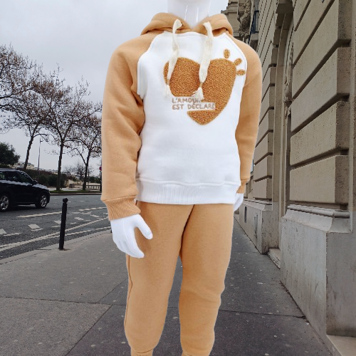 Ensemble enfant en coton 100% avec intérieur molletonné "L'amour est déclaré" – Âge 2-5 ans, pour l'hiver