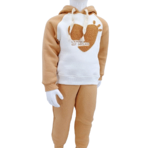 Ensemble enfant en coton 100% avec intérieur molletonné "L'amour est déclaré" – Âge 2-5 ans, pour l'hiver