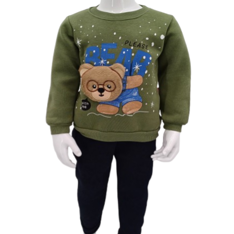 Ensemble sweat "Bear Please" et pantalon pour l'hiver – (1-3 ans) – Image 3