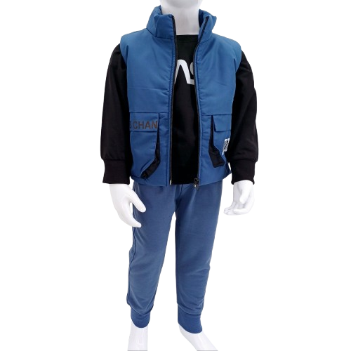 Découvrez cet ensemble tendance pour garçons avec gilet matelassé, sweat NASA et pantalon ajustable. Parfait pour un look moderne et confortable cet hiver !