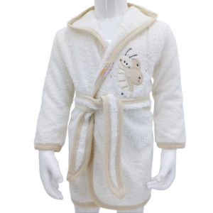 Peignoir bébé en coton 100% avec capuche et motif animal – Âge 0-1 an et 1-2 ans