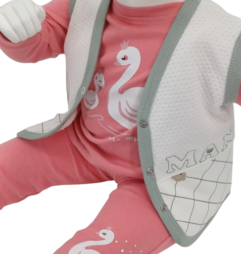 Gilet Bébé en Coton et Viscose - "Petit Ours" 0-1 mois, 1-3 mois, 3-6 mois, et 6-9 mois