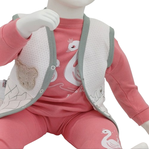 Gilet Bébé en Coton et Viscose - "Petit Ours" 0-1 mois, 1-3 mois, 3-6 mois, et 6-9 mois