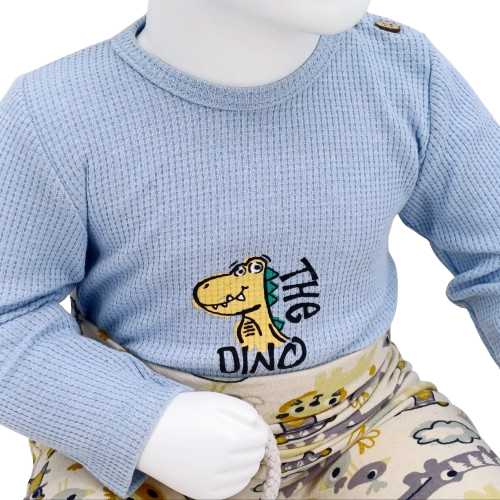 Ensemble bébé 3 pièces en coton avec body "The Dino", pantalon et bonnet, 3-18 mois