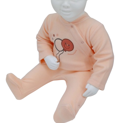 Grenouillère d'hiver en flanelle douce pour bébé, avec motif lapin et ballon. Parfaite pour les bébés de 2, 3 et 6 mois. Confort et chaleur assurés.