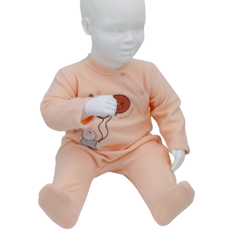 Grenouillère d'hiver en flanelle douce pour bébé, avec motif lapin et ballon. Parfaite pour les bébés de 2, 3 et 6 mois. Confort et chaleur assurés.