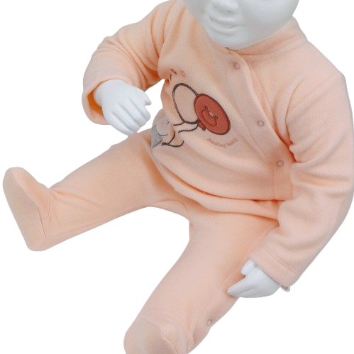 Grenouillère d'hiver en flanelle douce pour bébé, avec motif lapin et ballon. Parfaite pour les bébés de 2, 3 et 6 mois. Confort et chaleur assurés.