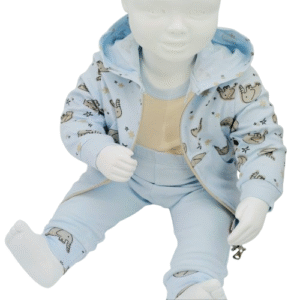 Découvrez l’ensemble bébé "Doux Rêves" en coton 100%, un ensemble 3 pièces doux et confortable pour votre petit garçon, idéal pour les saisons fraîches. Disponible en plusieurs tailles de 3 à 24 mois. Motifs animaux et étoiles adorables.