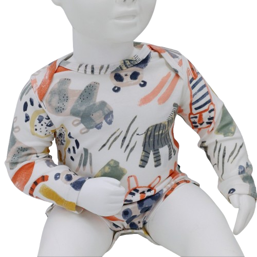 Bodies manches longues pour bébé en 100 % coton. Confortables et pratiques avec des motifs animaliers adorables, parfaits pour les bébés de 3 à 12 mois. Livraison rapide en Belgique.