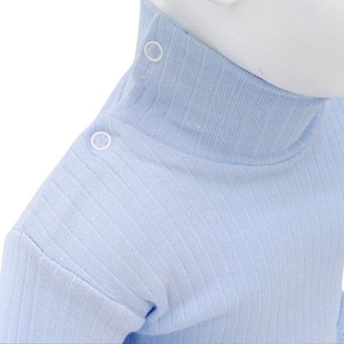 Body Bébé Bleu Col Roulé en 100% Coton - Manches Longues Hiver (0-3,3-6,6-9 mois) – Image 2