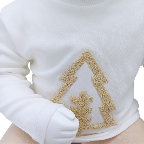 Ensemble pour bébé 0-24 mois, avec body à motif sapin, cardigan hivernal et pantalon velours beige. Doux, confortable et idéal pour l'hiver.