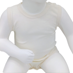 Body bébé en coton sans manches – Disponible en blanc et bleu