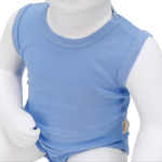 Body bébé en coton sans manches – Disponible en blanc et bleu