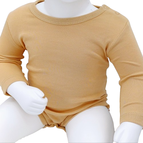 Body bébé à manches longues en coton – Disponible en camel et orange