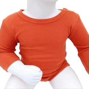 Body bébé à manches longues en coton – Disponible en camel et orange