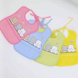 Bavoir imperméable pour bébé avec motif ours, adapté aux enfants de 6 mois à 2 ans. Pratique et mignon !