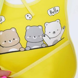 Bavoir imperméable pour bébé avec motif ours, adapté aux enfants de 6 mois à 2 ans. Pratique et mignon !