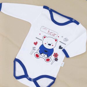 Body bébé manches longues "Cute Bear" en 100% coton. Confortable, doux et pratique, avec un design adorable pour les enfants de 1 à 4 ans. Parfait pour un usage quotidien