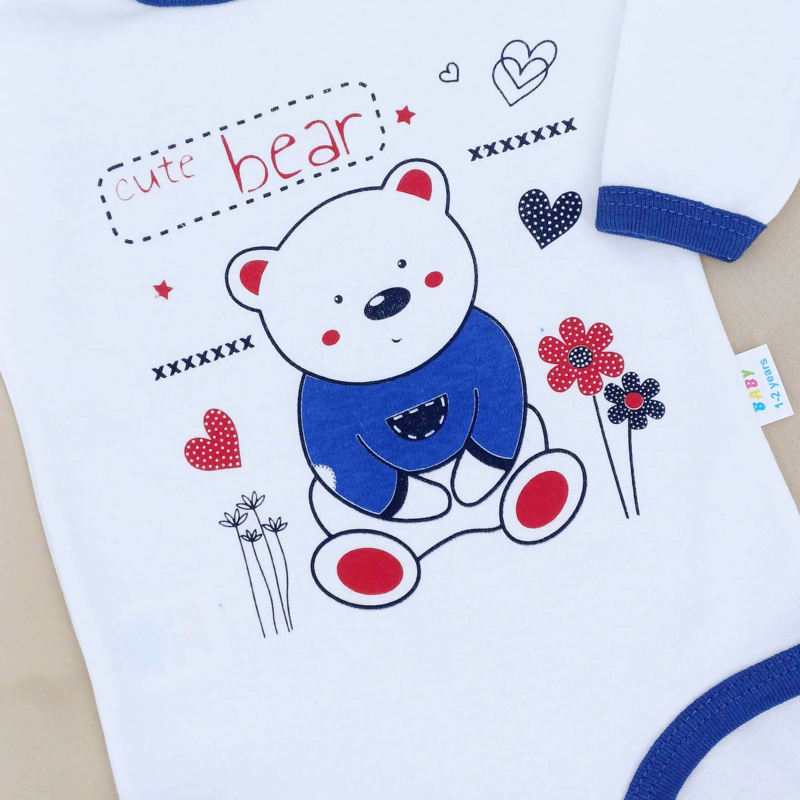 Body bébé manches longues "Cute Bear" en 100% coton. Confortable, doux et pratique, avec un design adorable pour les enfants de 1 à 4 ans. Parfait pour un usage quotidien