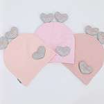 Bonnet bébé fille en coton 100% avec motifs cœur "Sweet"