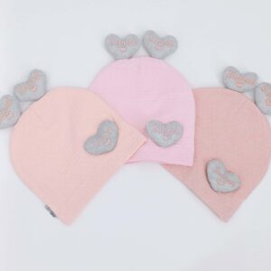 Bonnet bébé fille en coton 100% avec motifs cœur "Sweet"