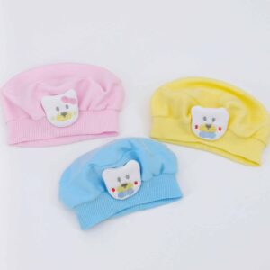 Bonnet bébé en coton avec motif ourson, 3-9 mois