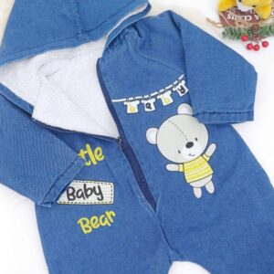 Combinaison hiver douillette avec capuche et motif ourson pour bébé de 3-9 mois. Parfaite pour garder votre petit au chaud avec style !