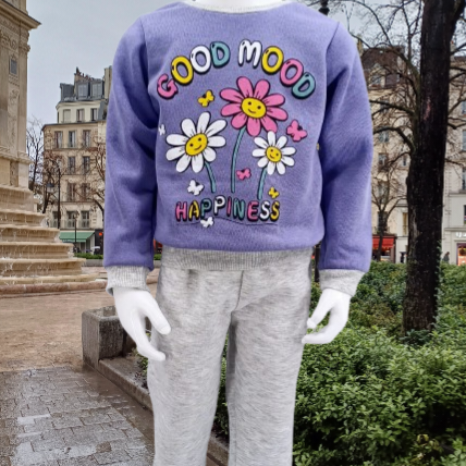 Ensemble hiver pour enfant "Good Mood" - Sweatshirt et pantalon (1,2,3,4 ans) – Image 2
