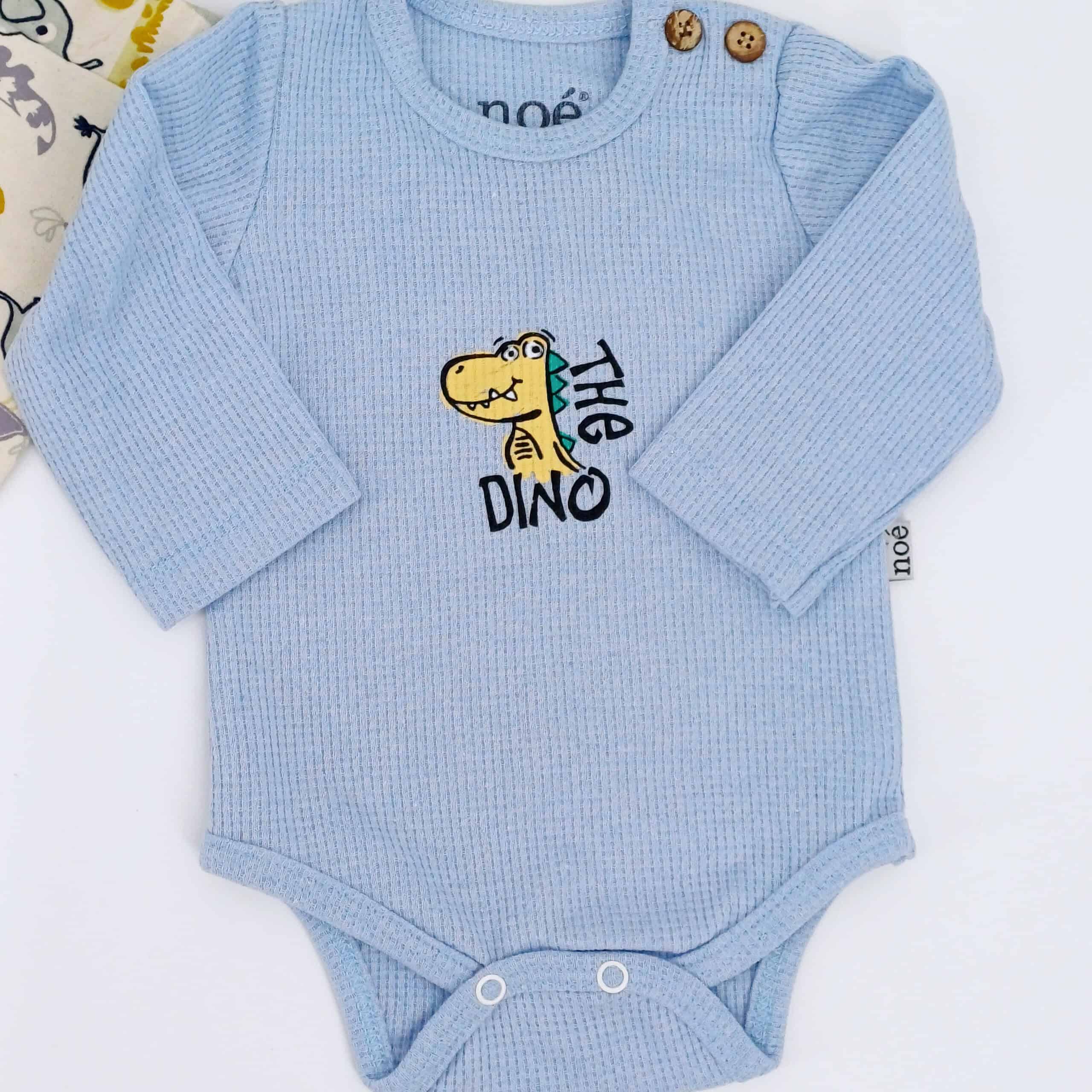 Ensemble bébé 3 pièces en coton avec body The Dino, pantalon et bonnet, 3-18 mois – Image 6