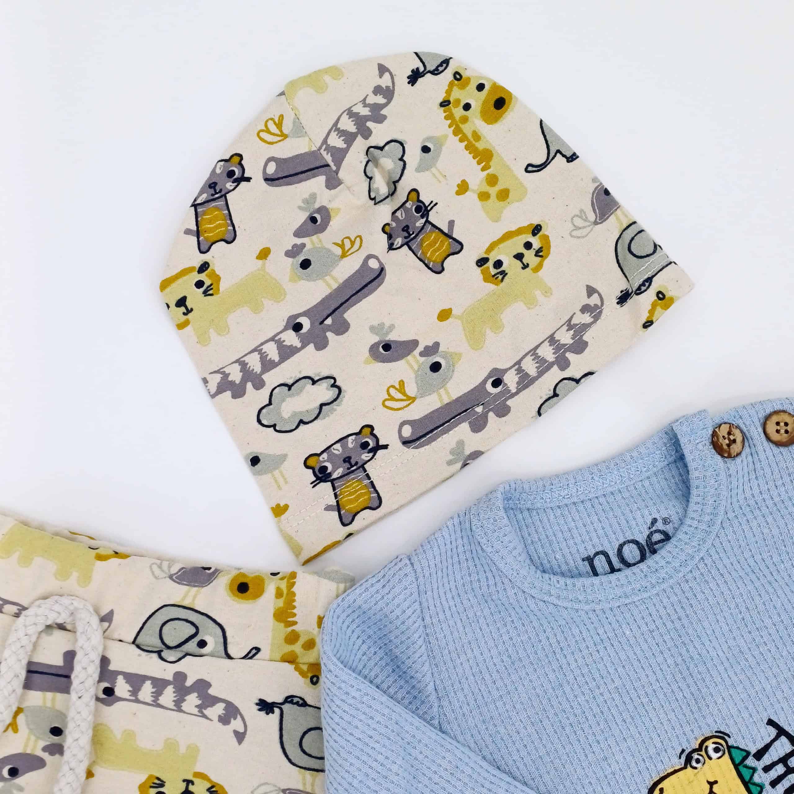 Ensemble bébé 3 pièces en coton avec body "The Dino", pantalon et bonnet, 3-18 mois
