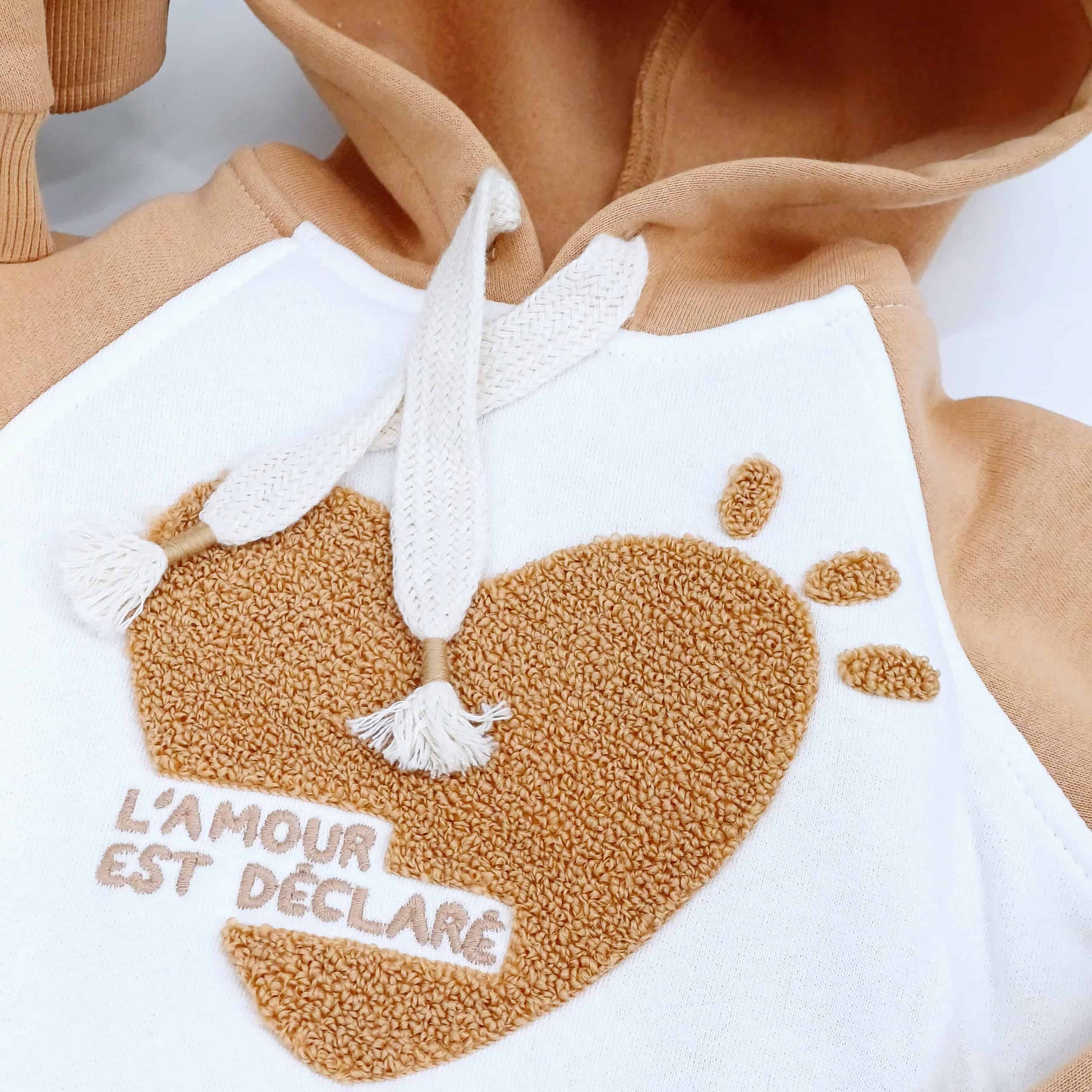 Ensemble enfant en coton 100% avec intérieur molletonné "L'amour est déclaré" – Âge 2-5 ans, pour l'hiver