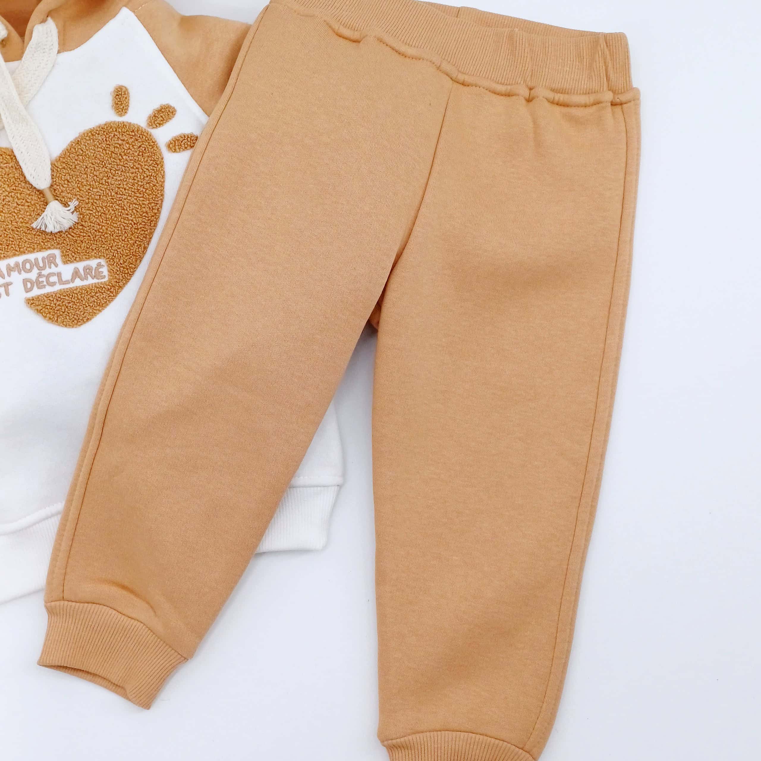 Ensemble enfant en coton 100% avec intérieur molletonné "L'amour est déclaré" – Âge 2-5 ans, pour l'hiver