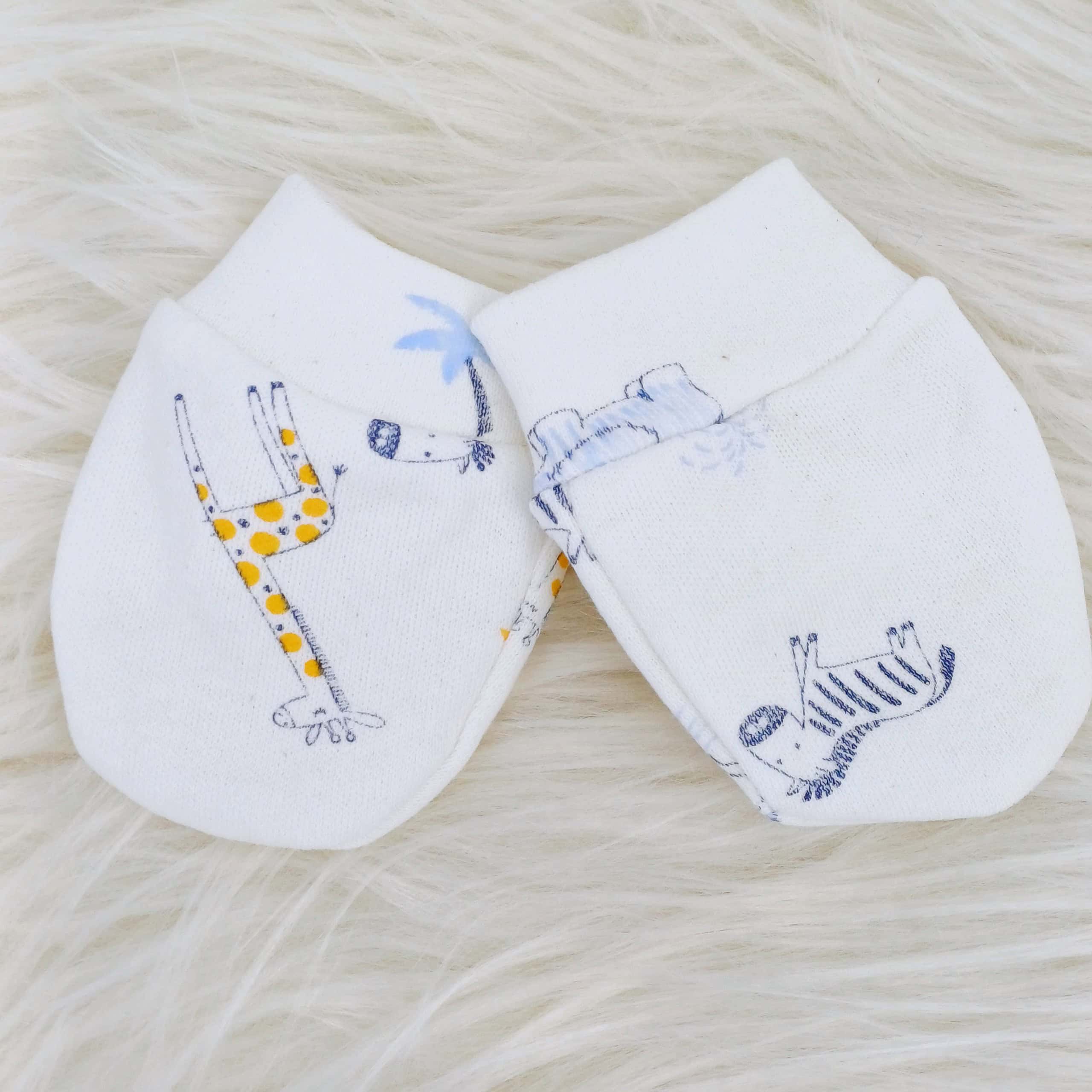Lot de 2 paires de moufles anti-griffes pour bébé en coton