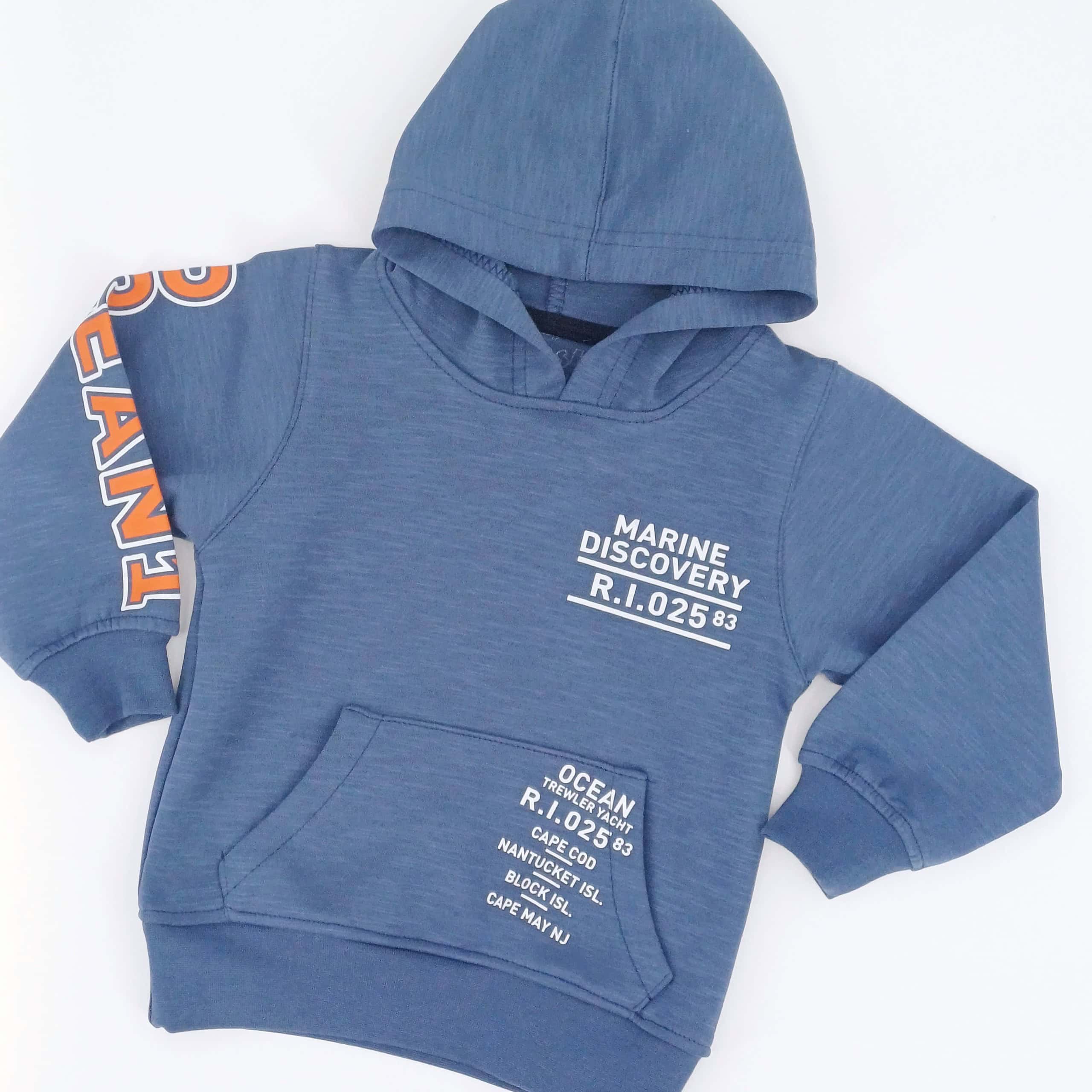 Sweat à capuche pour enfants, design marin « Marine Discovery », chaud et confortable. Idéal pour l’hiver. Disponible en tailles 1 à 4 ans. Parfait pour le quotidien !
