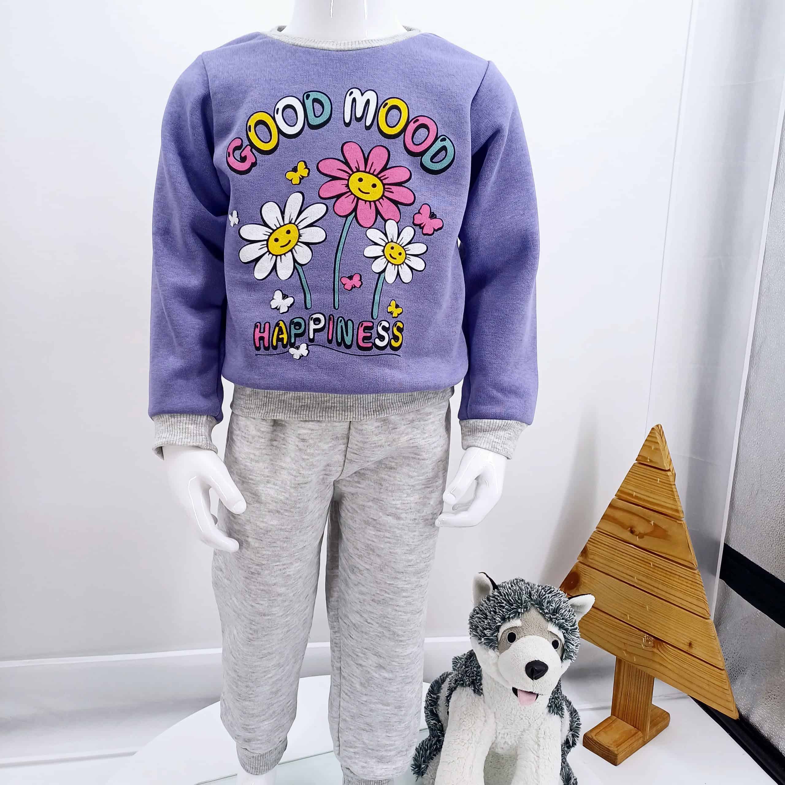 Ensemble hiver pour enfant "Good Mood" - Sweatshirt et pantalon (1,2,3,4 ans) – Image 4