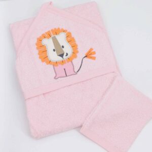 Ensemble serviette en éponge avec capuche et gant de toilette pour bébé (100x100 cm)