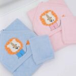 Ensemble serviette en éponge avec capuche et gant de toilette pour bébé (100x100 cm)