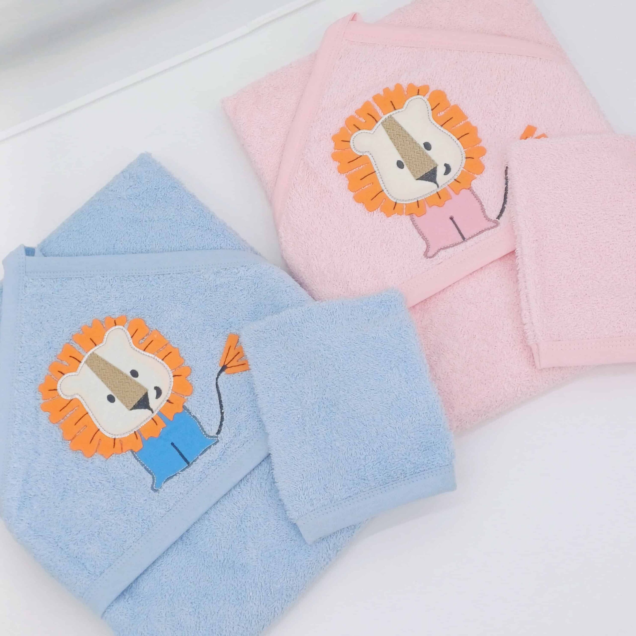 Ensemble serviette en éponge avec capuche et gant de toilette pour bébé (100x100 cm)