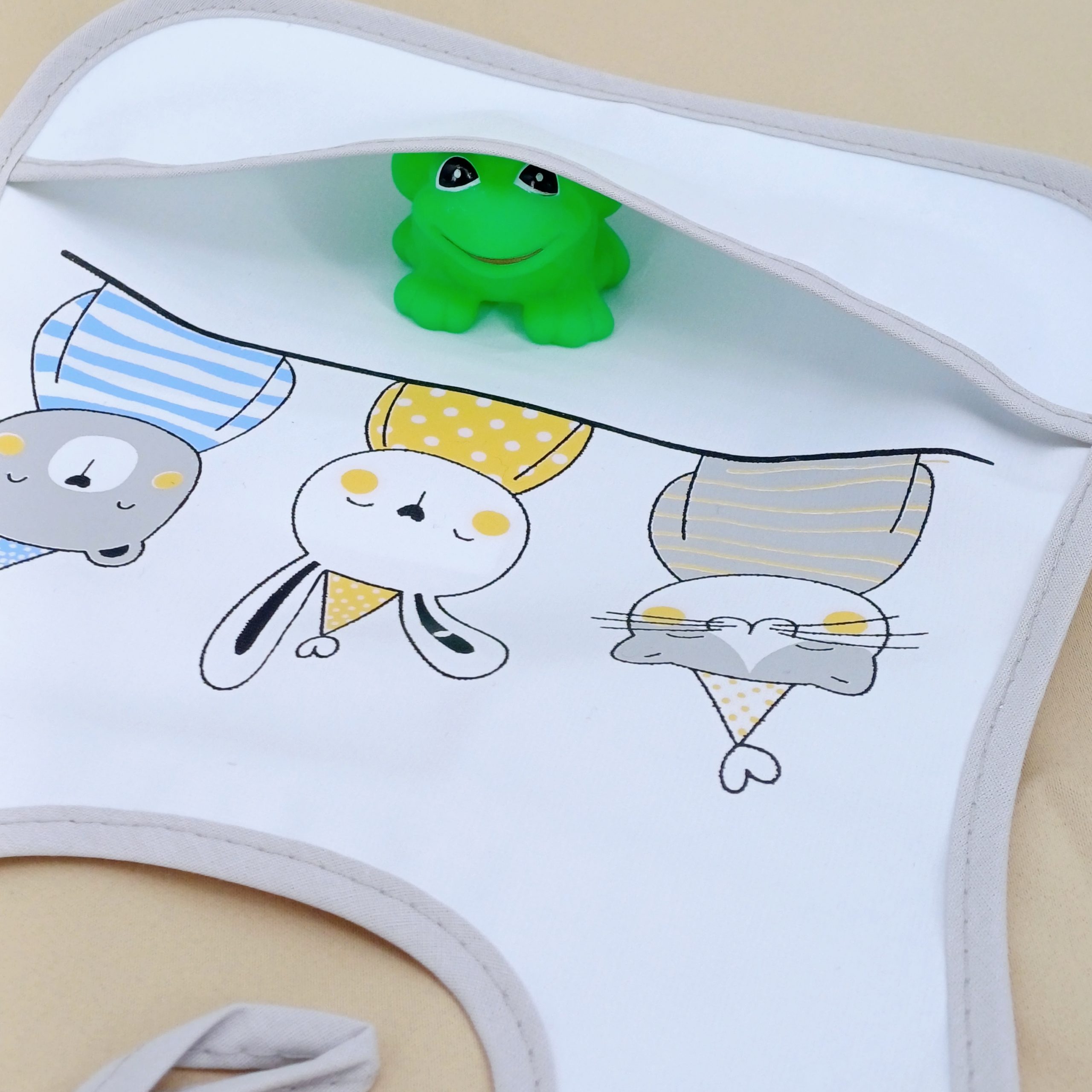 Bavoir imperméable pour bébé (6-12 mois) avec poche récupératrice